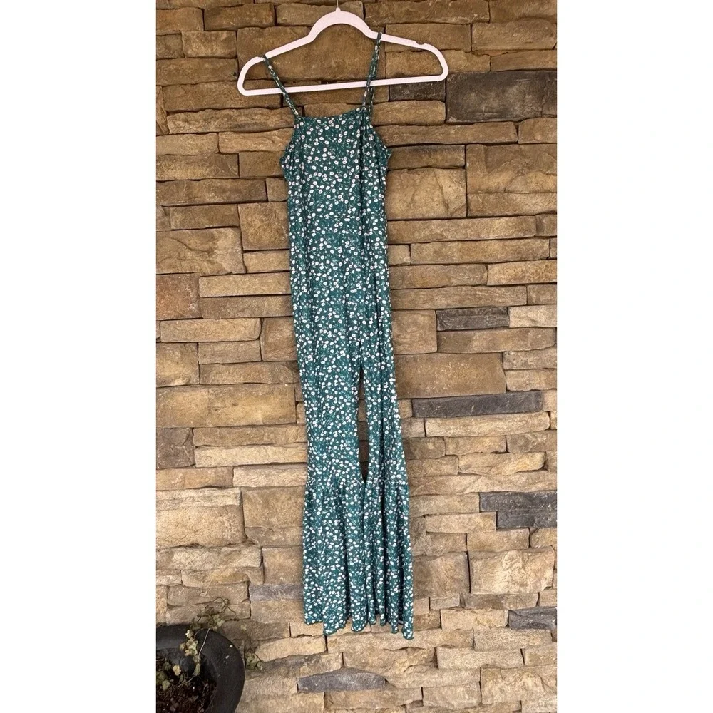 SHEIN Girls Floral Jumpsuit Bell‎ Bottom Teal Turquoise Pink Stretchy Teen 11-12